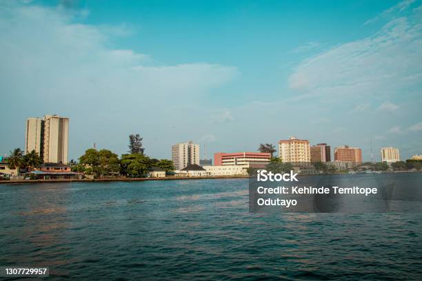 Cityscape And Skyline Of Lagos Island Ikoyi Victoria Island Through The Ocean And Lagoon Stock Photo - Download Image Now