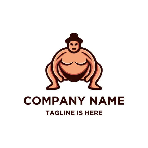 Vector illustration of Sumo Wrestler Vector Logo Design