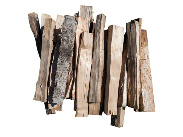 istock Bundle of wooden firewood slivers top view isolated on white 1307732415