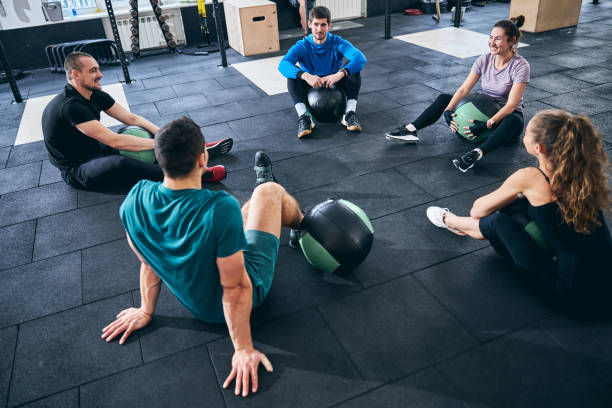 istock Team of athletes resting after the workout 1307733837