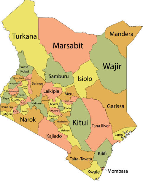 pastelowa mapa kenii - kenya stock illustrations