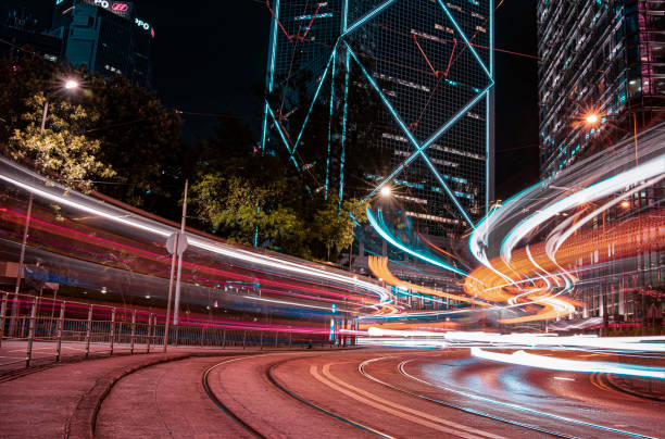 istock Colorful lights from Hong Kong City 1307738383