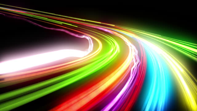 Fast Light Color Lines Running Flickering in Competition Like open-wheel single-seater car Intro. Beautiful Multi Colored Strokes Extremely Fast. Loop-able Stripes 3d Animation. Abstract Art Concept.