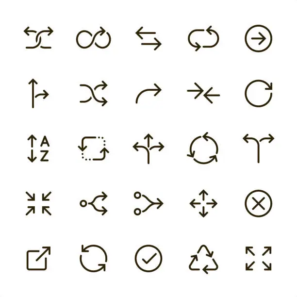 Vector illustration of Interface Arrows - Pixel Perfect line icons