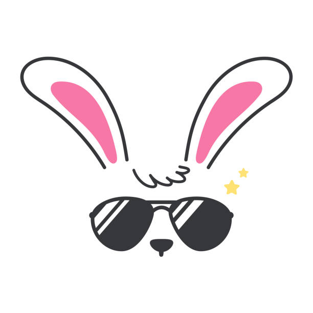 istock Vector flat bunny in cool dress with black glasses Isolated on white background. 1307740933