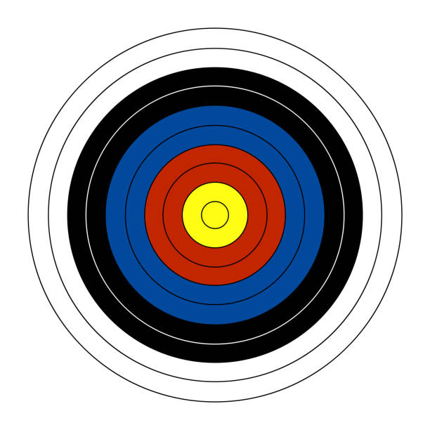 illustrazioni stock, clip art, cartoni animati e icone di tendenza di bersaglio di colore sportivo per frecce di tiro con l'arco. attrezzature per competizioni sportive. vettore - dartboard target pub sport