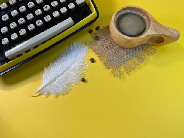 Ostrich pen and typewriter prepared for work