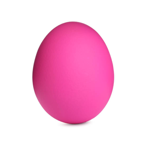 Painted Pink Egg Isolated On White Happy Easter Stock Photo