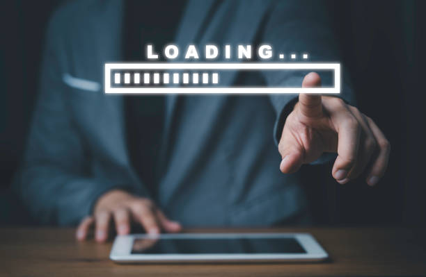 istock Businessman using tablet and touching to virtual loading tar for download and upload application and information, technology concept. 1307753287