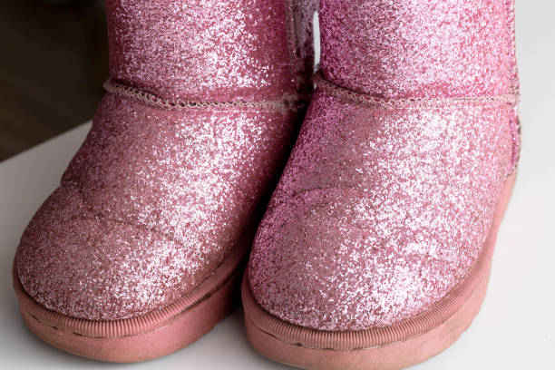 kids warm pink sequined boots online, close-up