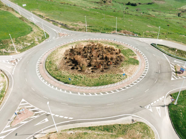 istock Traffic circle as seen from above 1307754160