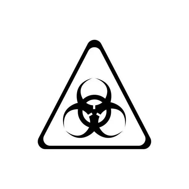 Vector illustration of Attention biological dangerous black element. Warning sign. Pictogram for web page, mobile app, promo. UI UX GUI design element.