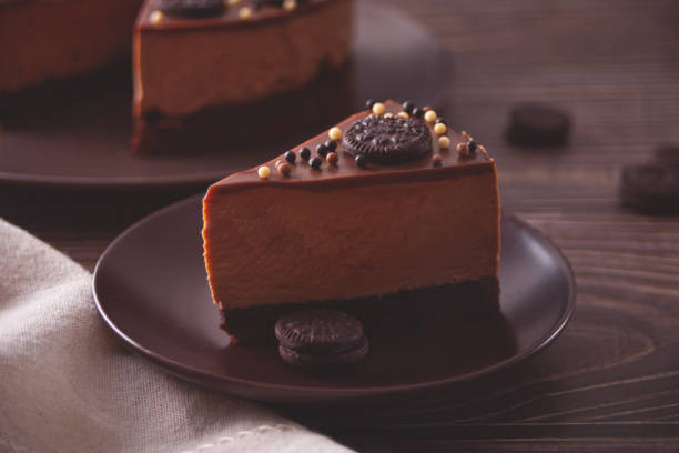 istock chocolate freshly cheese cake on the plate 1307758827