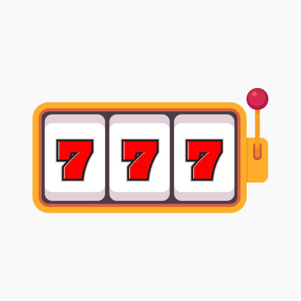 행운의 일곱 잭팟 슬롯 머신. 럭키 일곱 777 슬롯 머신. - slot machine illustrations stock illustrations