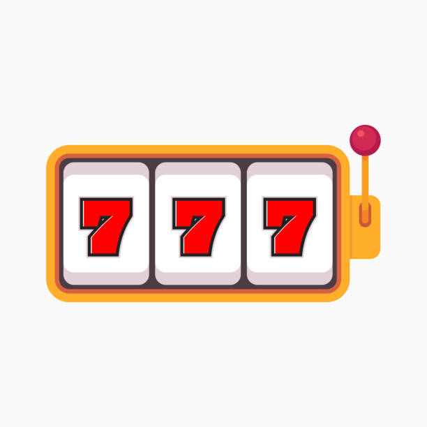 ilustrações de stock, clip art, desenhos animados e ícones de slot machine with lucky sevens jackpot. lucky seven 777 slot machine. - jackpot