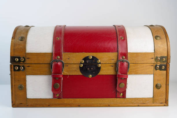istock A red and white wooden trunk to store objects 1307761038