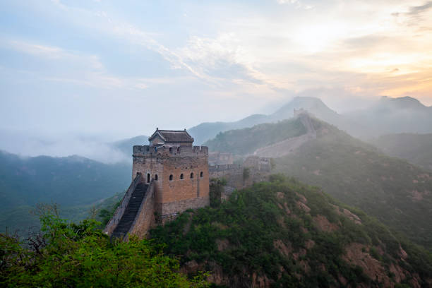 istock The Great Wall and the beautiful clouds in the morning 1307762092