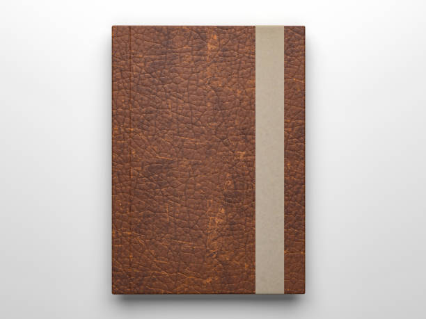 istock Photorealistic leather diary notebook mockup isolated on light grey background, 3d render 1307763004
