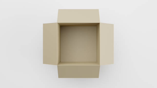 istock Single Open Cardboard Box For Package, Shipping and Delivery, White Background, Top View 1307763078