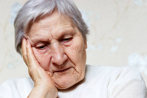 istock Elderly woman thought about something 1307763586
