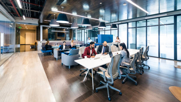 istock Hot desking in coworking office 1307765344