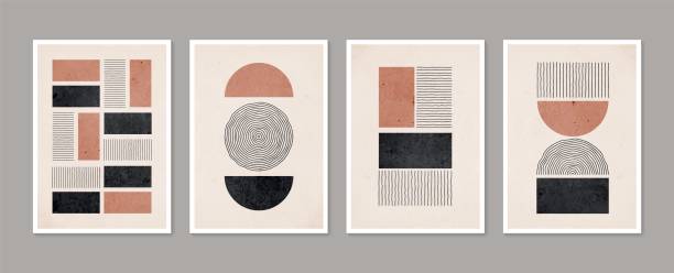 istock Geometric trendy set of abstract aesthetic minimalist hand drawn contemporary posters. Modern art ideal for wall decoration, interior poster design. Modern vector illustration. 1307766019