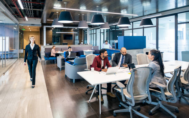 istock Hot desking in coworking office 1307770236