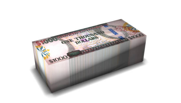 istock Guyana 1000 Dollars Banknotes Money Stack on White Background 1307772756