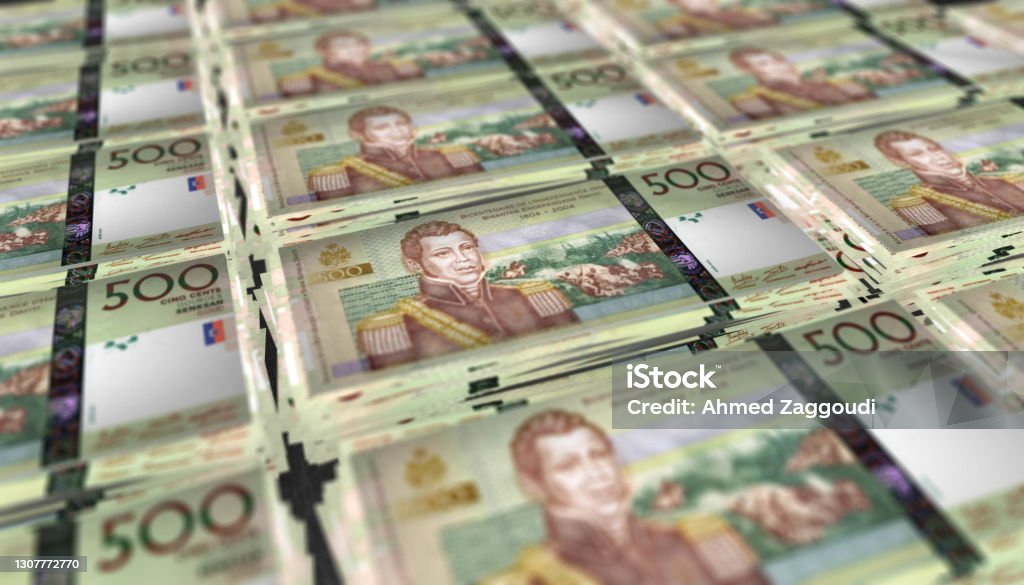 3D Bunch of Haiti 500 Gourdes Money Banknote 3D illustration of Haiti 500 Gourdes bills stacks background Abstract Stock Photo