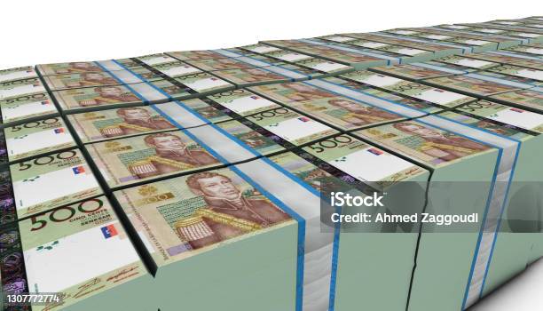 3d Pile Of Haiti 500 Gourdes Money Banknote Stock Photo - Download Image Now - Abstract, Banking, Budget