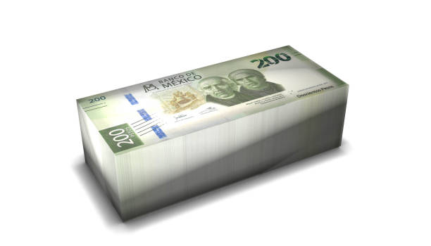 istock 3D illustration of Mexico 200 Pesos bills stacks background 1307774029