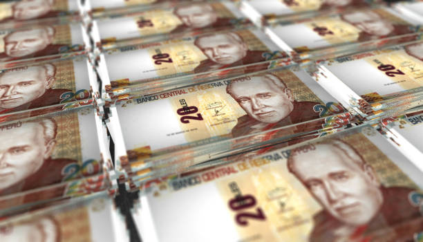 istock 3D Stack Banknote of Peru 20 Soles Money 1307774450
