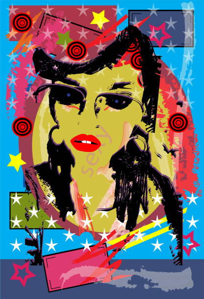 istock Portrait of a girl wearing sunglasses, pop art background vector 1307775852