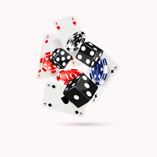 illustrazioni stock, clip art, cartoni animati e icone di tendenza di illustrazione di uno sfondo con elementi del casinò - cards poker gambling chip dice