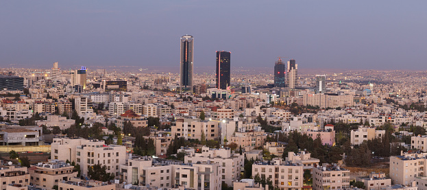 Panoramic shot of the new downtown of Amman city the capital of Jordan