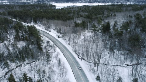 Winter Driving - Following Drone Shot