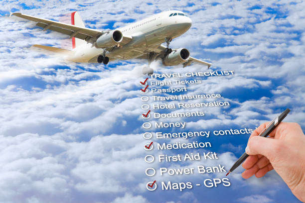 istock Hand write a Travel Checklist over a cloudy sky and airplane - concept image 1307786836