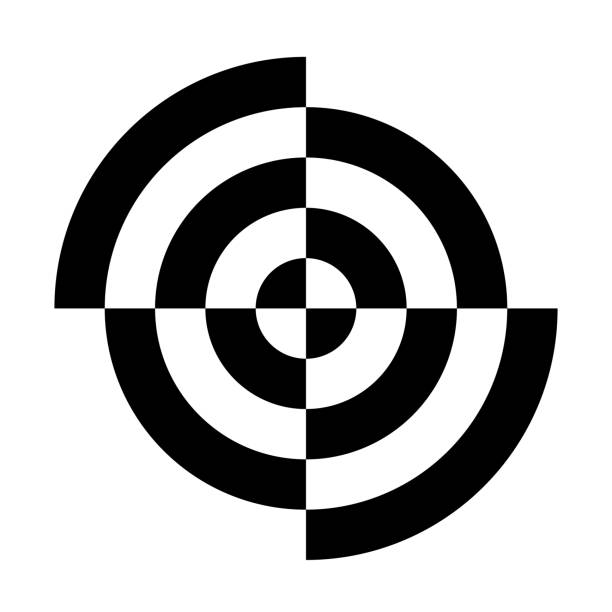 ilustrações, clipart, desenhos animados e ícones de sinal de alvo abstrato. linhas circulares geométricas balck e brancas. conceito de precisão. ilustração vetorial. - target shooting darts dart accuracy