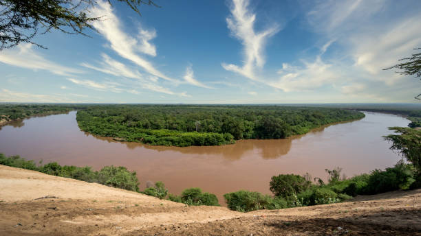 Omo river in Omo Valley, Ethiopia Omo river in Omo Valley, Omorate, Ethiopia omo river photos stock pictures, royalty-free photos & images