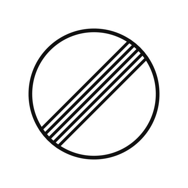 istock Rounded traffic signal in black and white, isolated on white background. End of prohibitions 1307796082