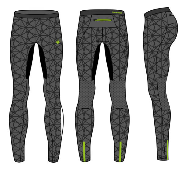 Compression Tights Pants design vector template, Base layer Performance bottom concept with front and back view for running, jogging, fitness, and active wear pants design. Compression Tights Pants design vector template, Base layer Performance bottom concept with front and back view for running, jogging, fitness, and active wear pants design. leggings stock illustrations