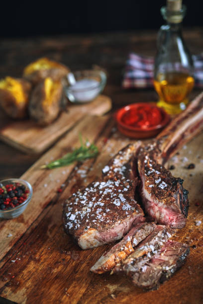 istock Tomahawk Steak with Country Potatoes 1307797451