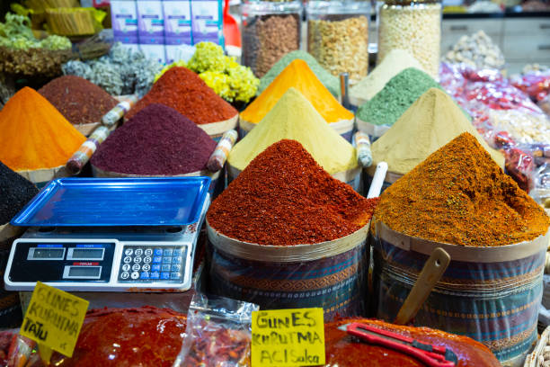 istock Turkish market counter with natural spices and herbs 1307801471