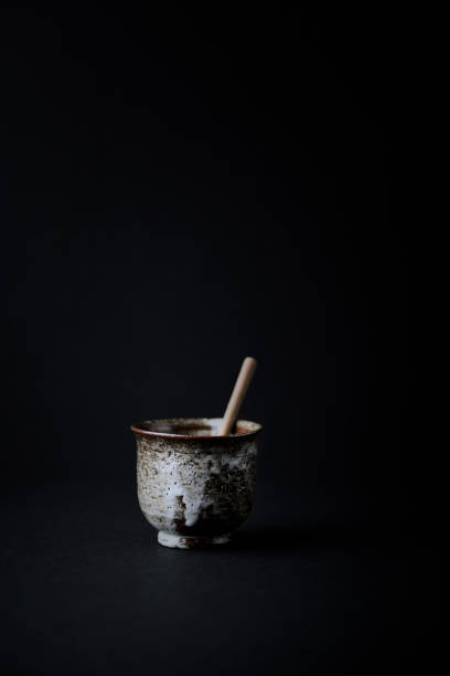 istock Traditional, handcrafted ceramic on dark background. Soft focus. Close up. Copy space. 1307801839