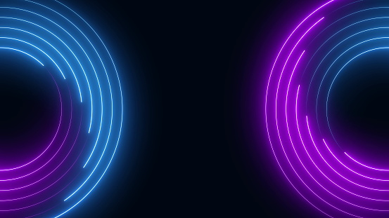 Neon lights  blue and purple seamless loop background motion graphics animation.