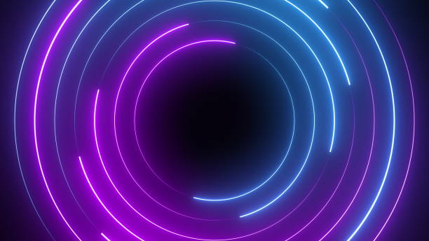 istock Abstract seamless loop neon circle. Blue and purple neon circles hi-tech motion background seamless loop. Video 3D animation 1307805824