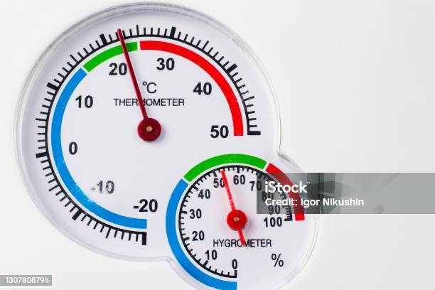Termometer Bulat Hygrometer Analog Dan Termometer Skala Bulat Konsep Kondisi Nyaman Foto ...