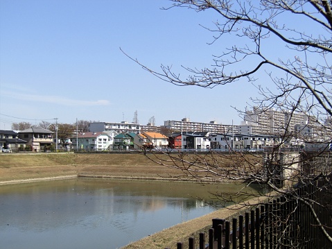 Nice sunny day in March. Matsudo city, Chiba prefecture.