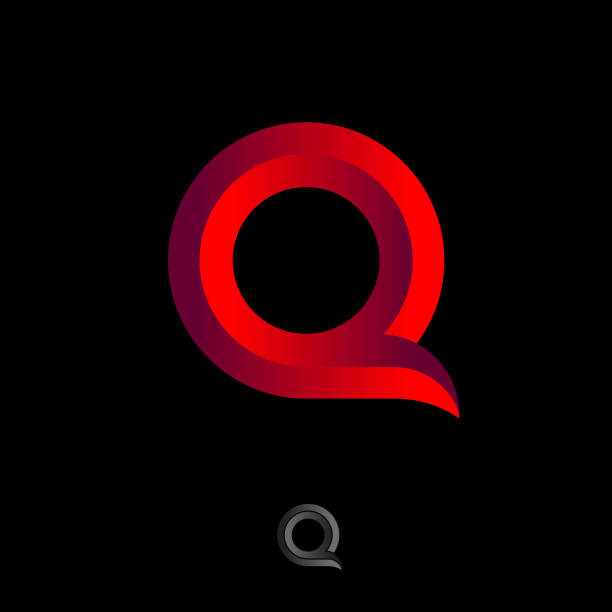 Q monogram. Q letter. Beautiful voluminous letter Q as ribbon on a dark background. Emblem for business, UI icon, internet, online shop. letter q stock illustrations