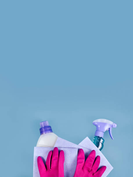 istock Washing rags with latex gloves and sprayer 1307822926